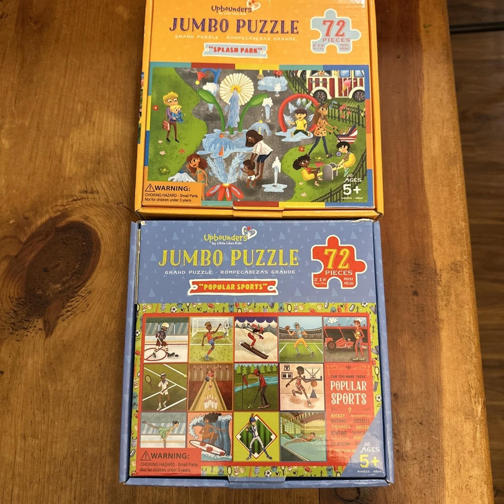 Upbounders Jumbo Puzzle Splash Park & Popular Sports 72 Pieces Each COMPLETE